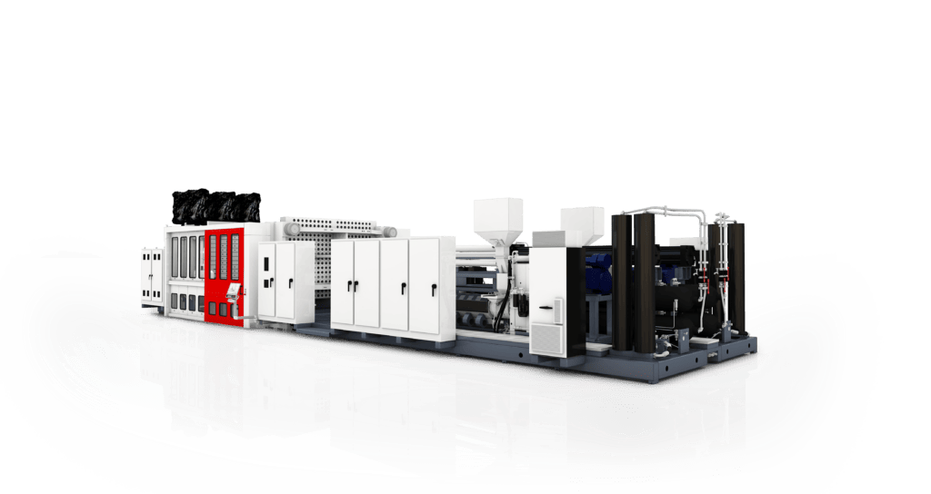 Angled view of Milacron's low pressure injection molding machine.