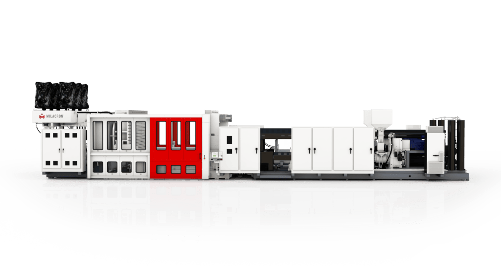 Side profile of Milacron's low pressure injection molding machine.