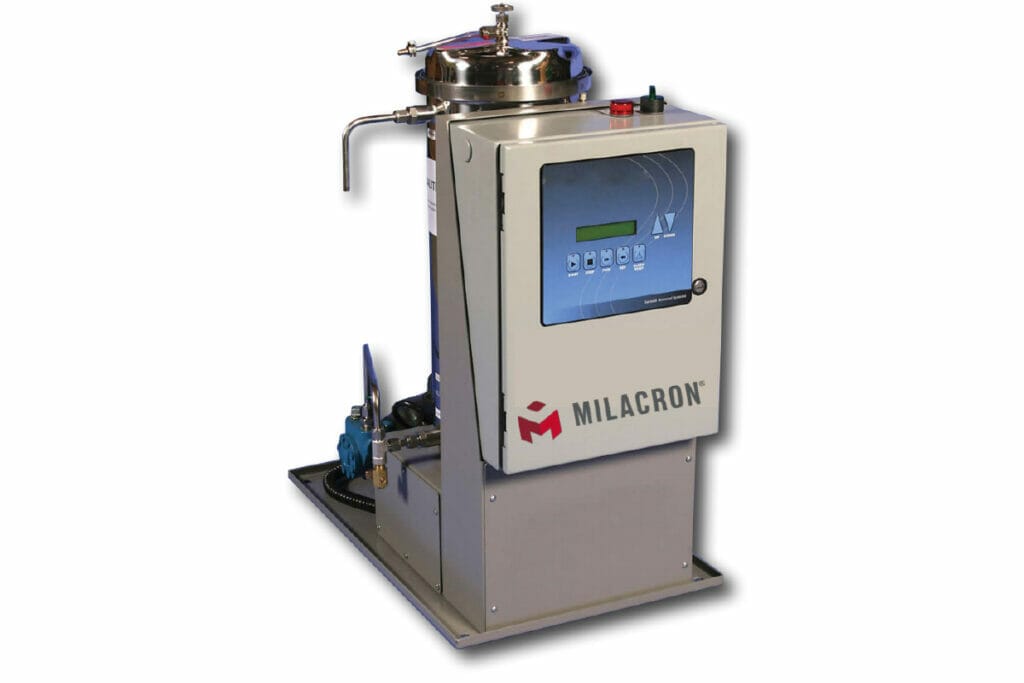 Milacron's CM-DOC series electrostatic oil cleaner for plastic manufacturing.